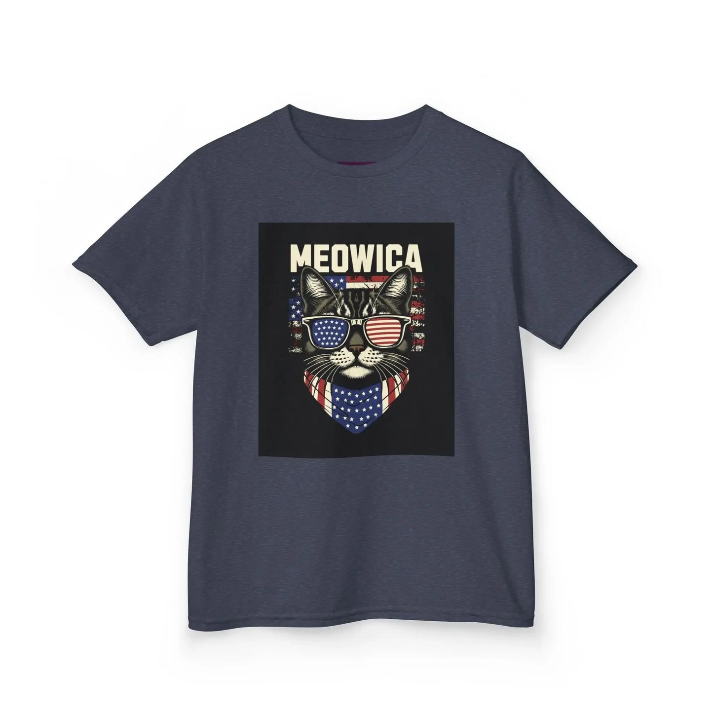 Kids Tee Patriotic Cat Fun T-Shirt for Kids 4th of July Gift Summer Style Shirt - FloofChonk