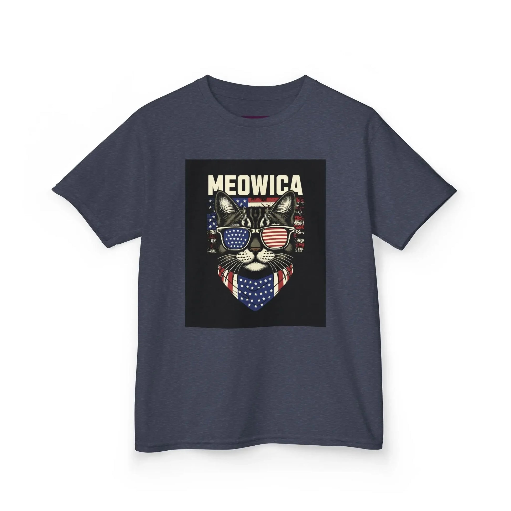 Kids Tee Patriotic Cat Fun T-Shirt for Kids 4th of July Gift Summer Style Shirt - FloofChonk