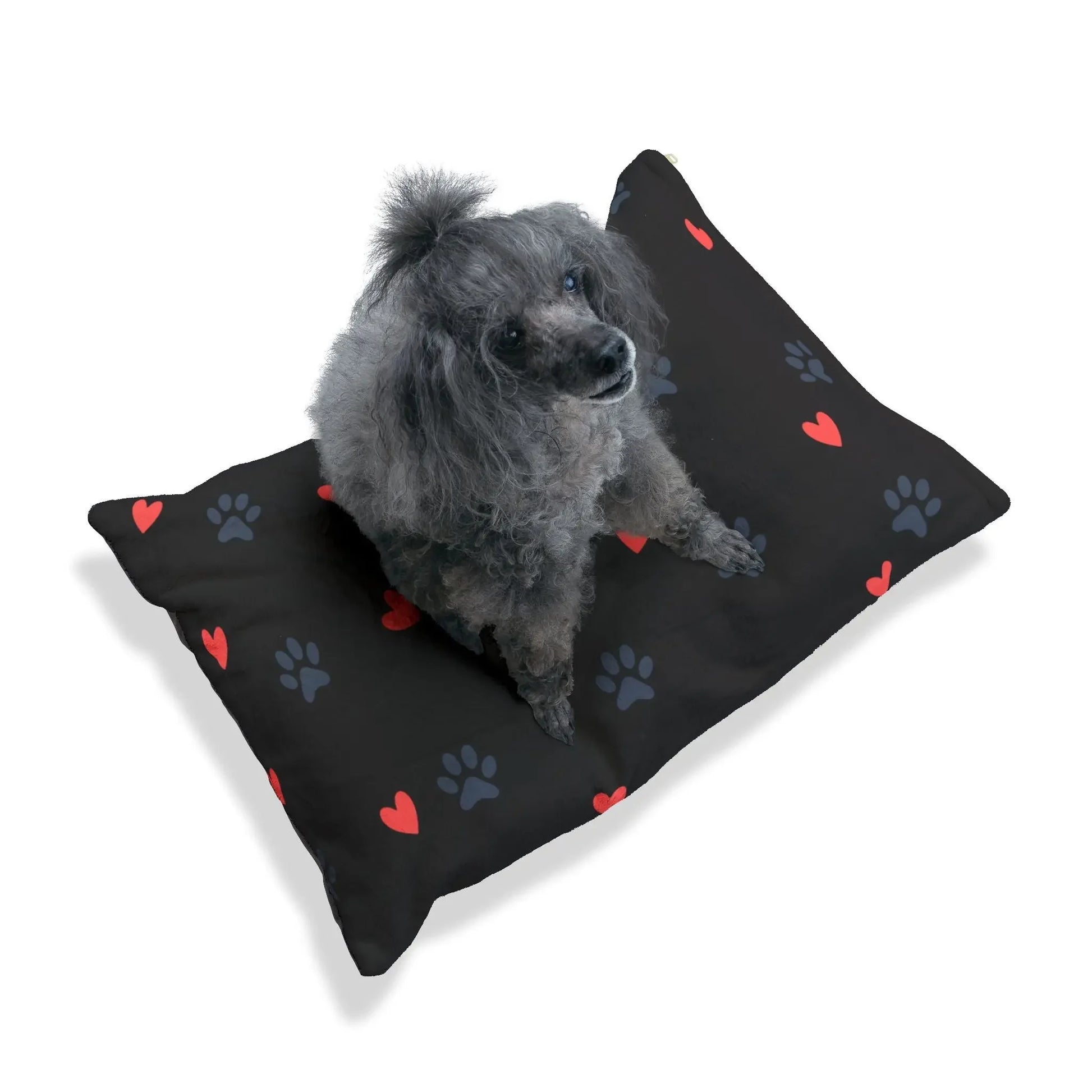 Cute Heart & Paw Print Pet Bed | Cozy Dog & Cat Bed, Pet Lover Gift, Animal Bedding, Soft Fleece Bed, Pet Accessories - FloofChonk