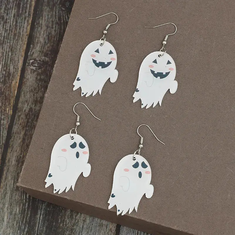 2 Piece Alloy Acrylic Ghost Dangle Earrings - FloofChonk