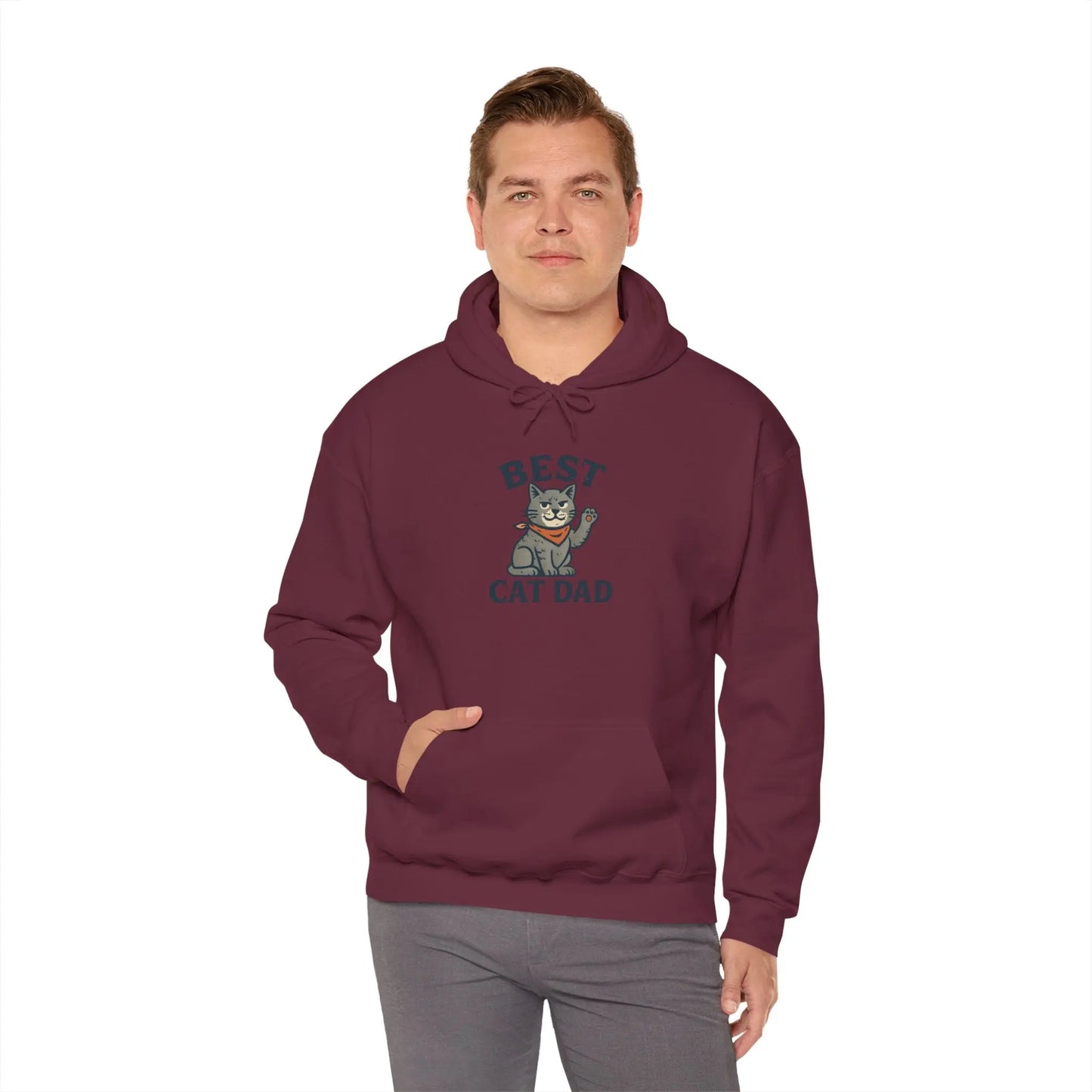 Best Cat Dad Hooded Sweatshirt, Cat Lover Gift, Funny Sweatshirt, Pet Dad Apparel, Cozy Cat Dad Hoodie Printify