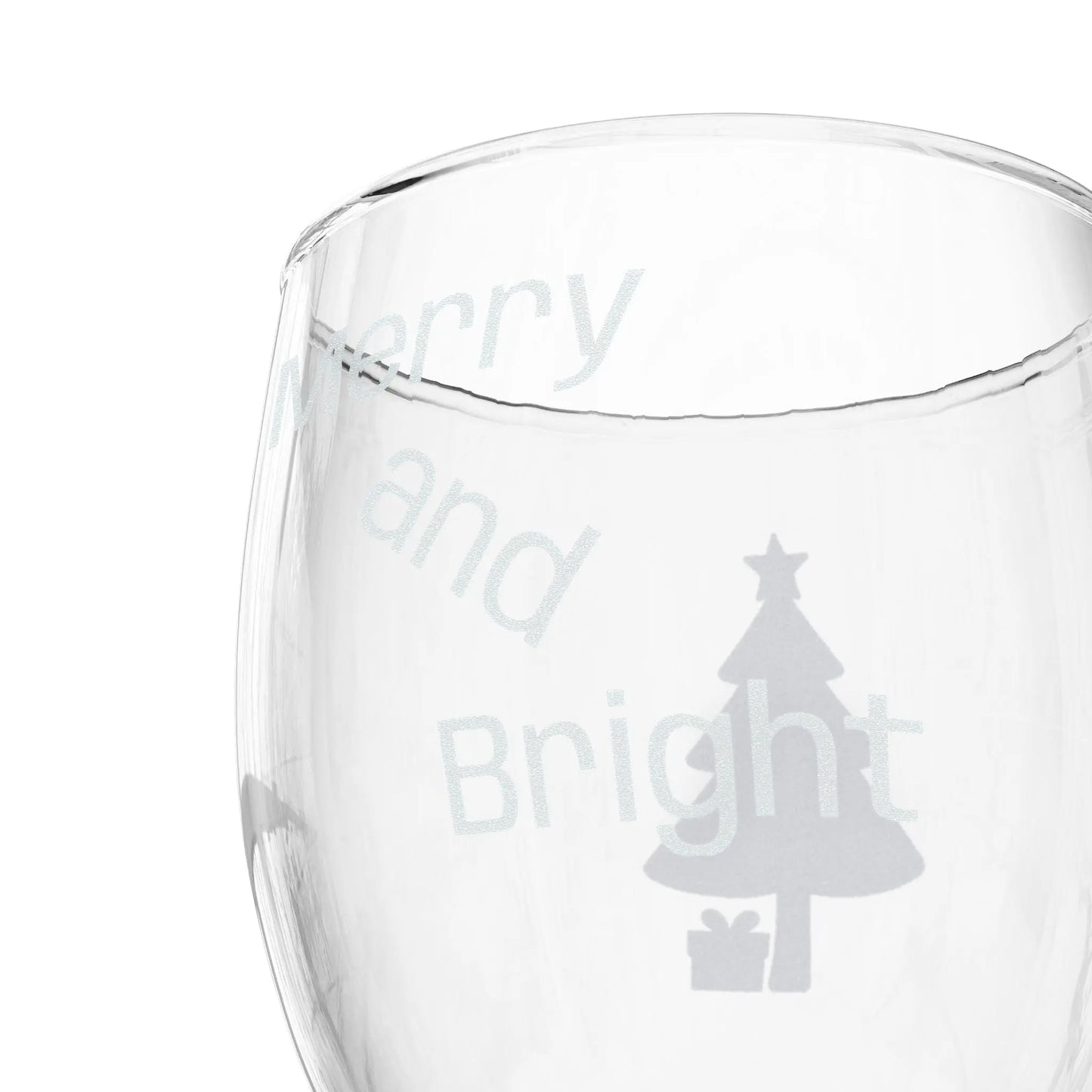 Engraved 'Merry & Bright' Holiday Wine Glass — 10.5 oz Printify