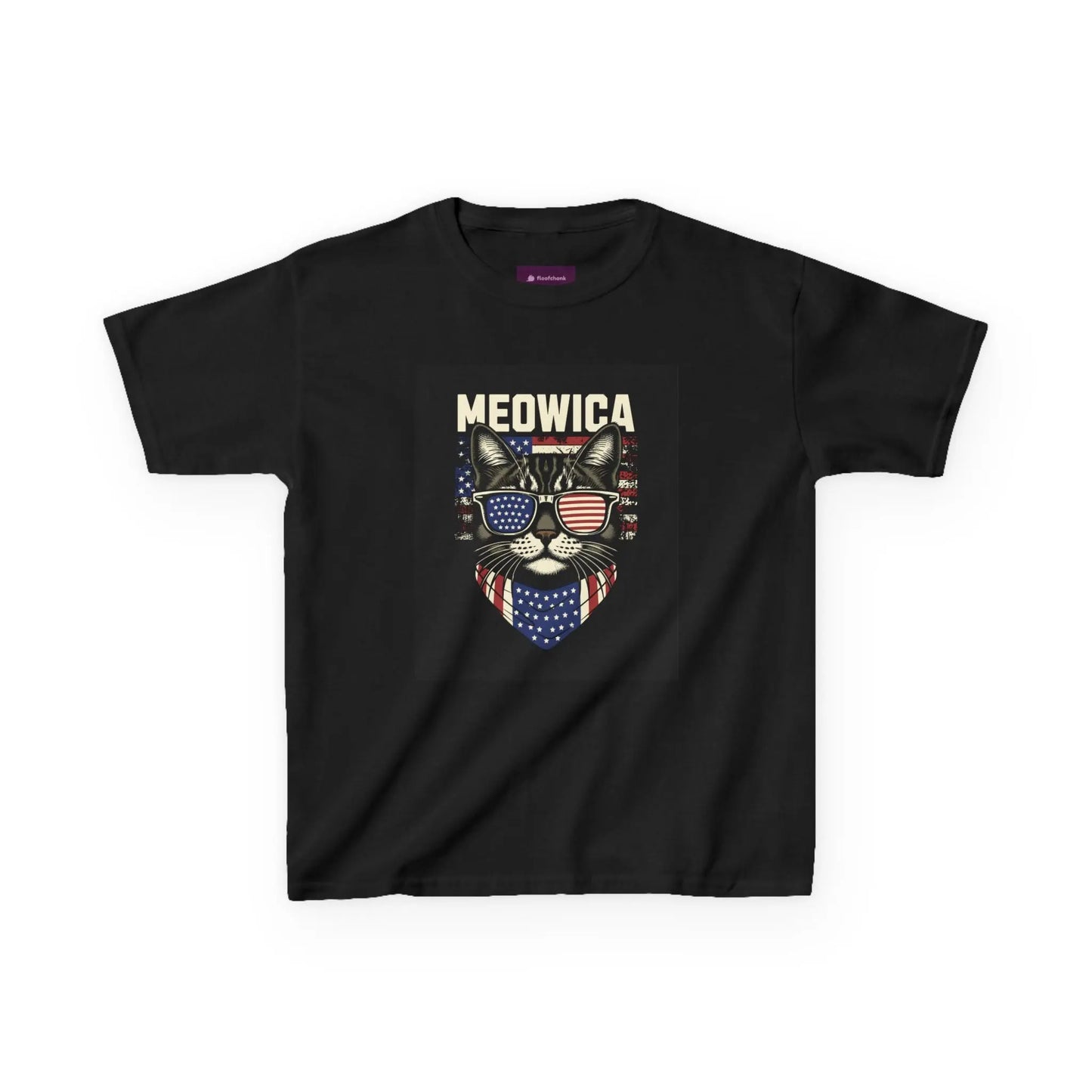 Kids Tee Patriotic Cat Fun T-Shirt for Kids 4th of July Gift Summer Style Shirt Printify