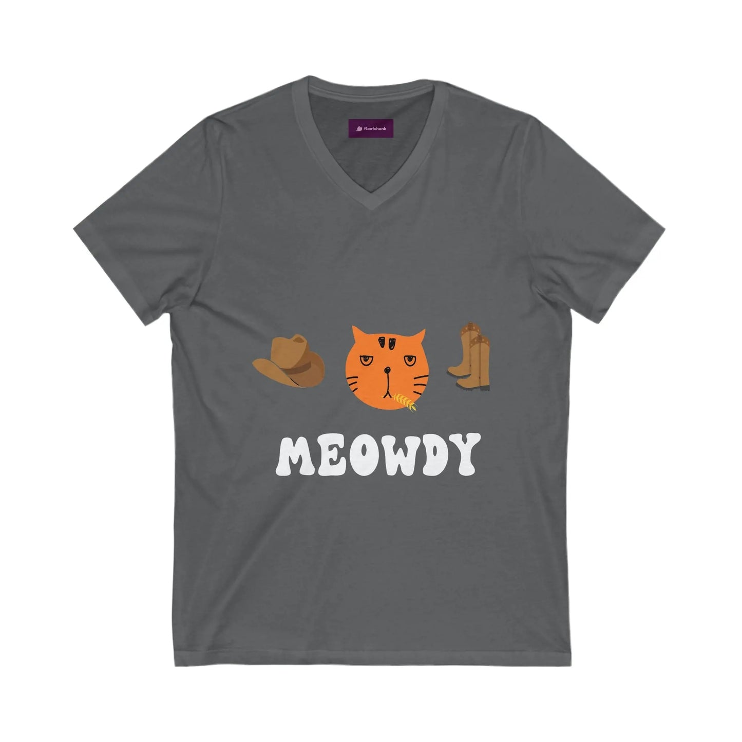 Howdy Cat V-Neck Tee, Cute Cat Graphic, Casual Cat Lover Gift, Summer Fashion, Unisex T-Shirt Printify