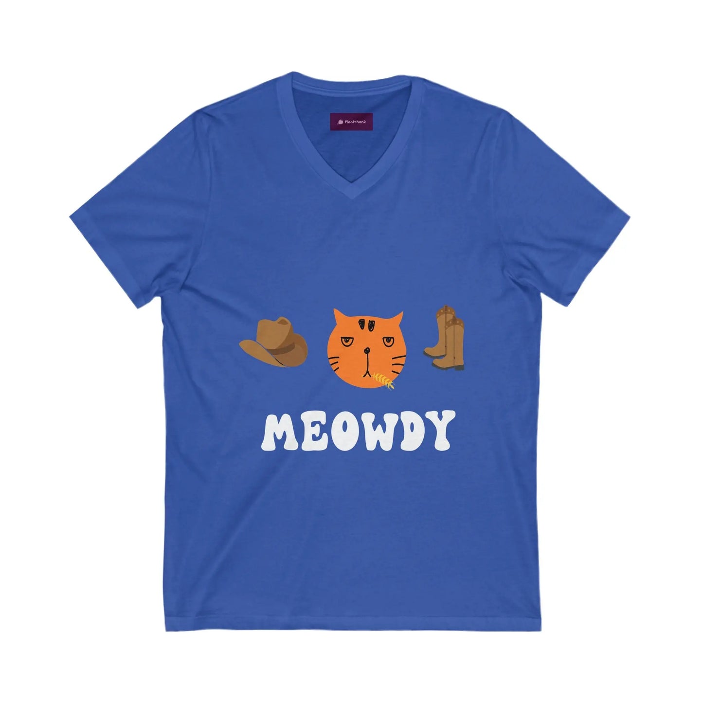 Howdy Cat V-Neck Tee, Cute Cat Graphic, Casual Cat Lover Gift, Summer Fashion, Unisex T-Shirt Printify