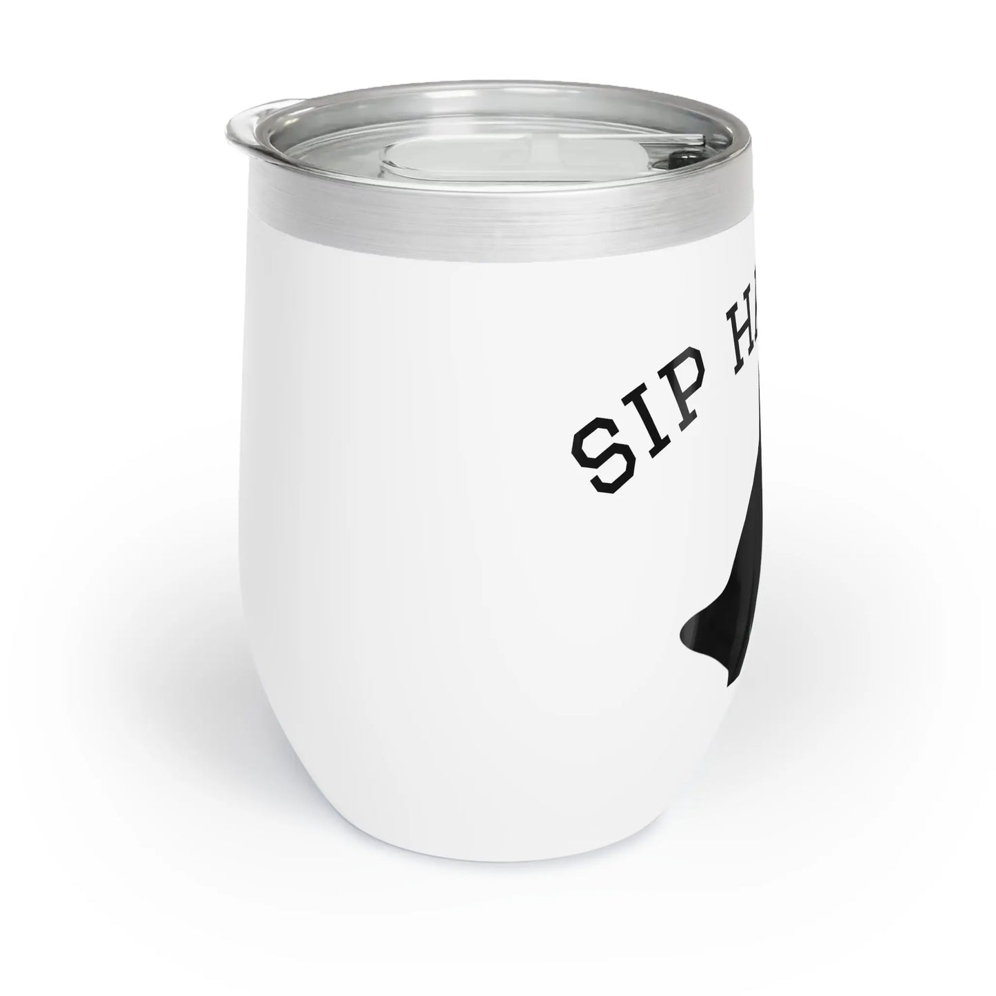 Wine Tumbler, Chic Funny Black Cat Design, Gift for Wine Lovers and Cat Owners Printify