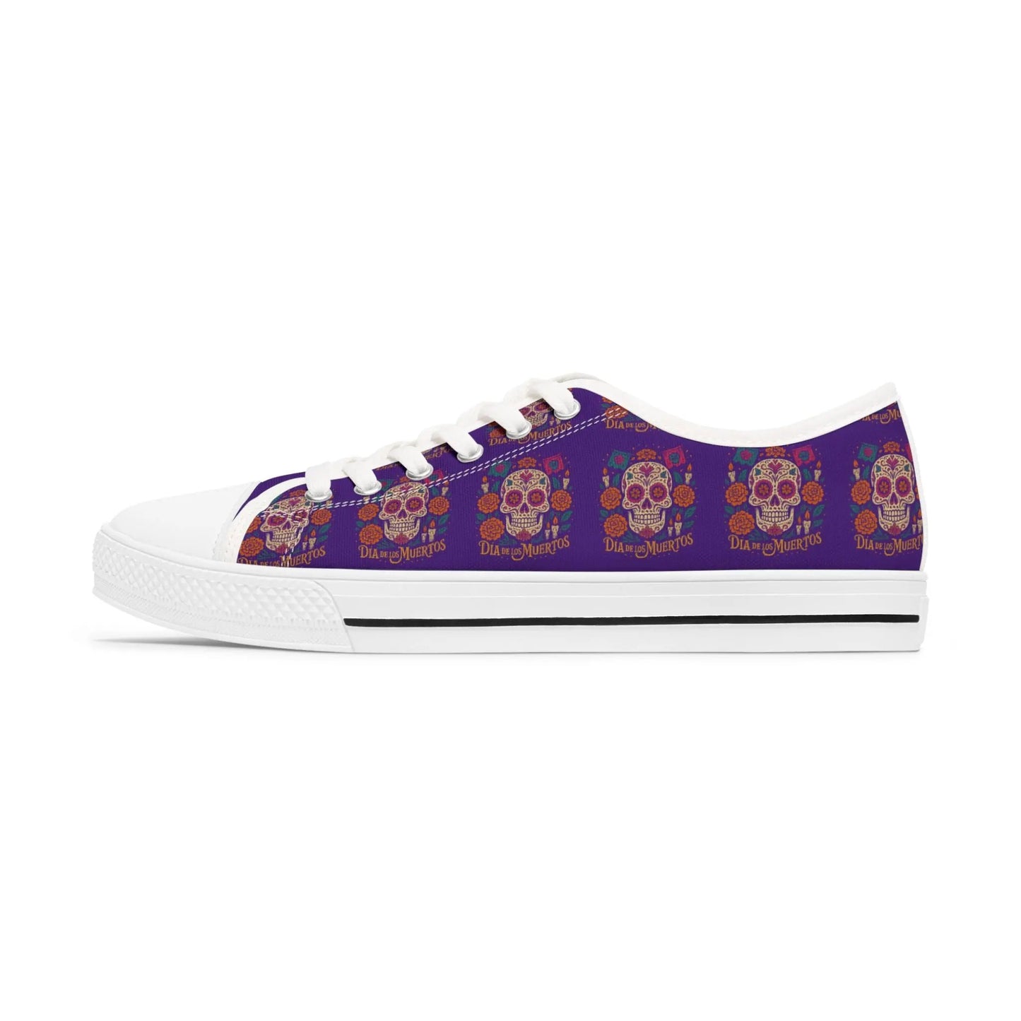 Colorful Skull Women's Low Top Sneakers | Boho Chic Style, Casual Footwear, Festival Fashion, Unique Gift Printify
