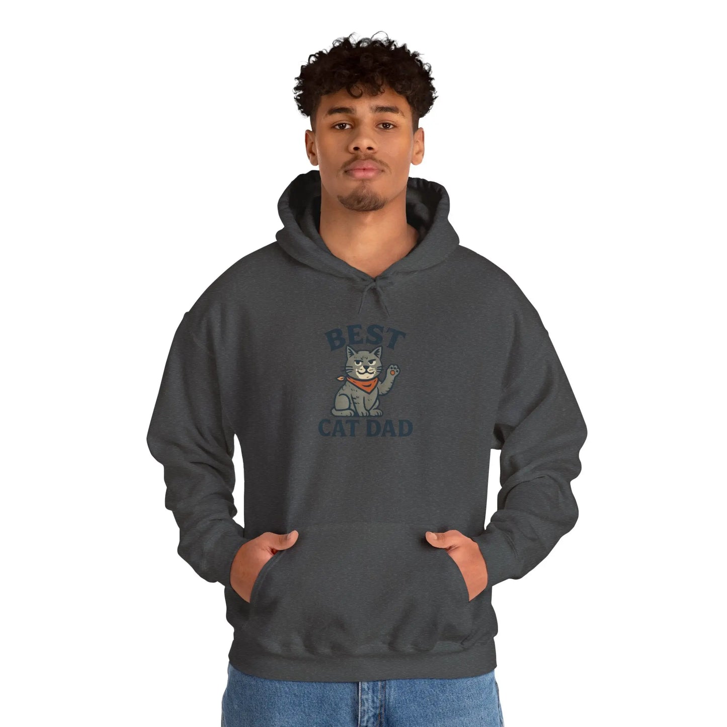 Best Cat Dad Hooded Sweatshirt, Cat Lover Gift, Funny Sweatshirt, Pet Dad Apparel, Cozy Cat Dad Hoodie Printify