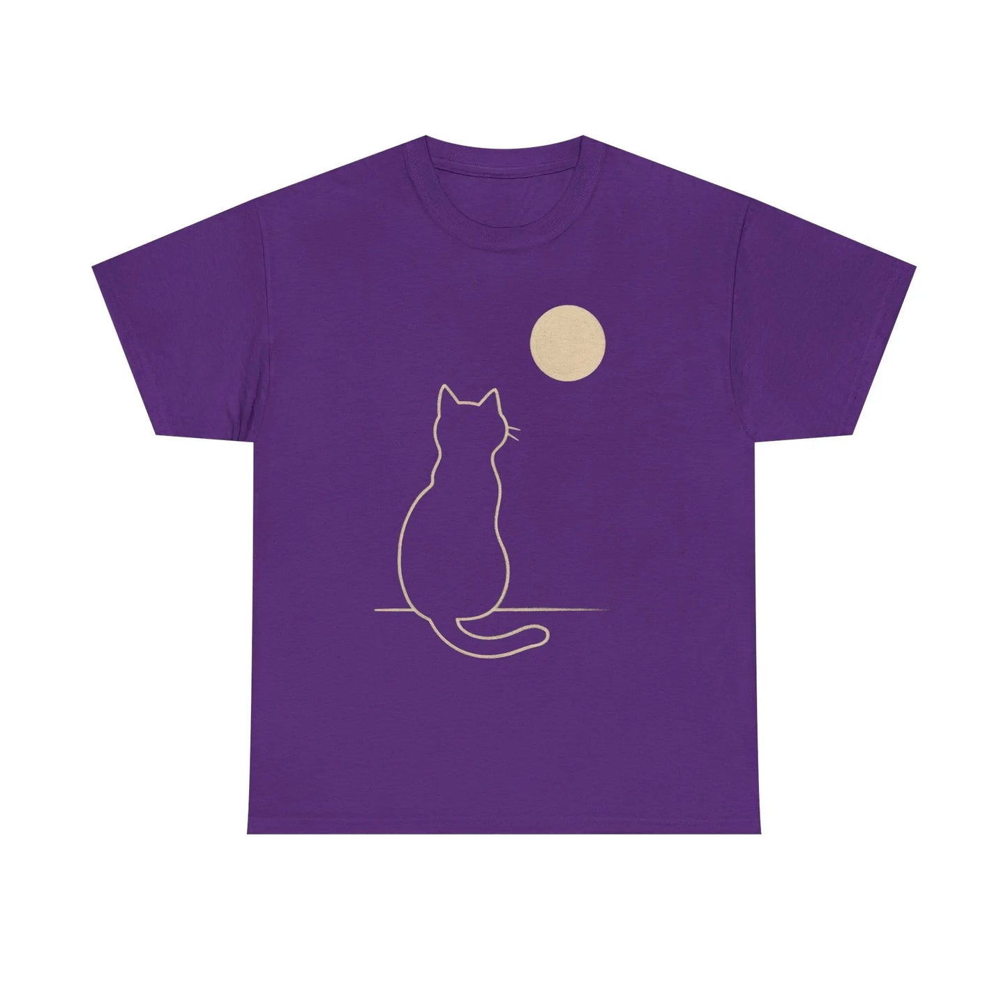 Cat Moon T-Shirt, Cute Animal Lover Gift, Unisex Graphic Tee, Casual Wear, Pet Owners Shirt, Cozy Night Outfits Printify