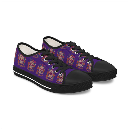 Colorful Skull Women's Low Top Sneakers | Boho Chic Style, Casual Footwear, Festival Fashion, Unique Gift Printify