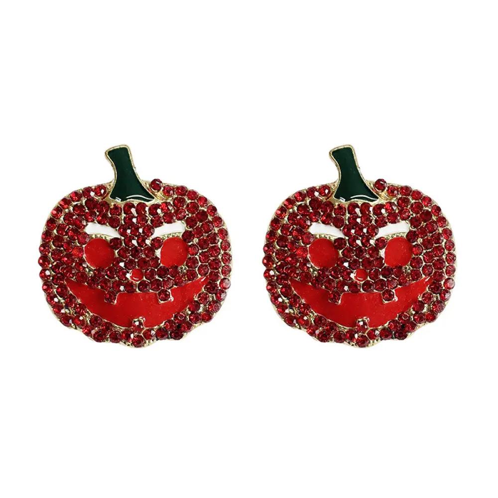 Demon Pumpkin Rhinestone Alloy Earrings - FloofChonk