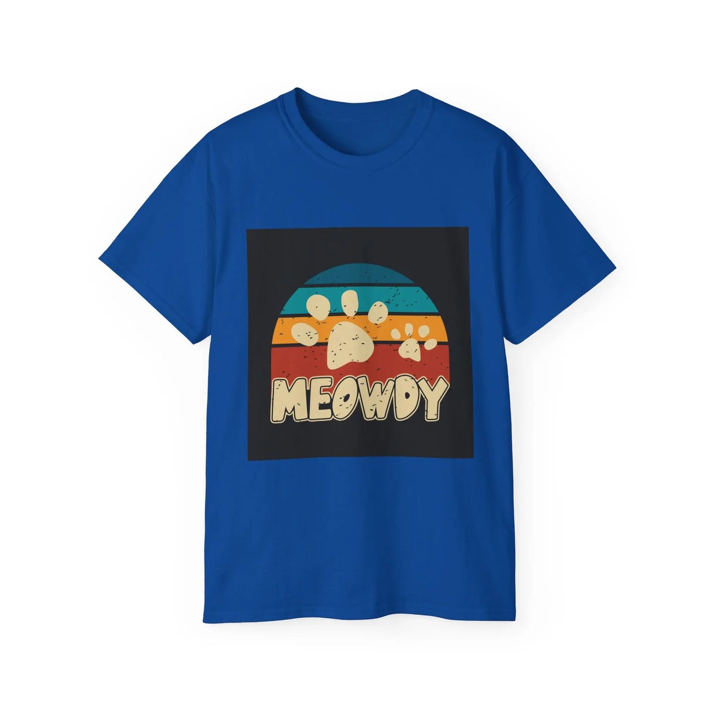 Cat Lover Tee, Retro Meowdy Paw Print Shirt, Unisex Gift for Cat Mom/Dad, Cute Animal Lover T-Shirt, Summer Outfit Apparel Printify