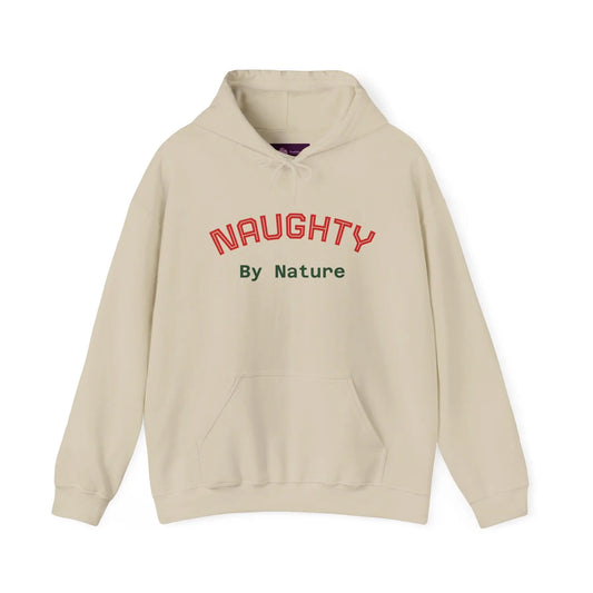Naughty By Nature Hoodie – Cozy Casual Graphic Hooded Sweatshirt Printify