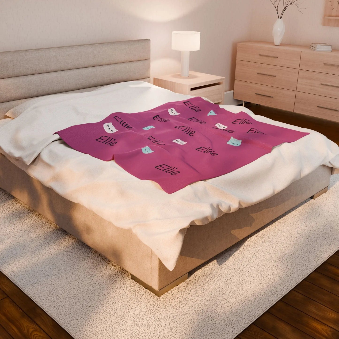 Kids Throw Blanket - Personalized Cat-Themed Velveteen Plush Gift for Cat Lovers Printify
