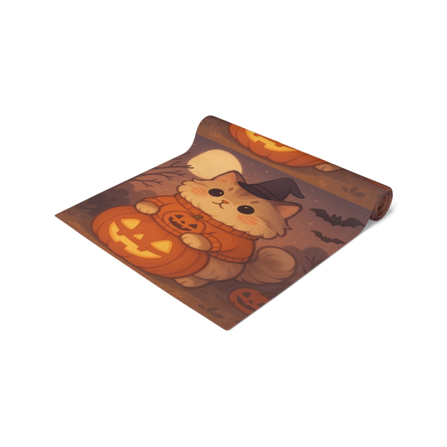 Cotton Halloween Cat Table Runner - FloofChonk