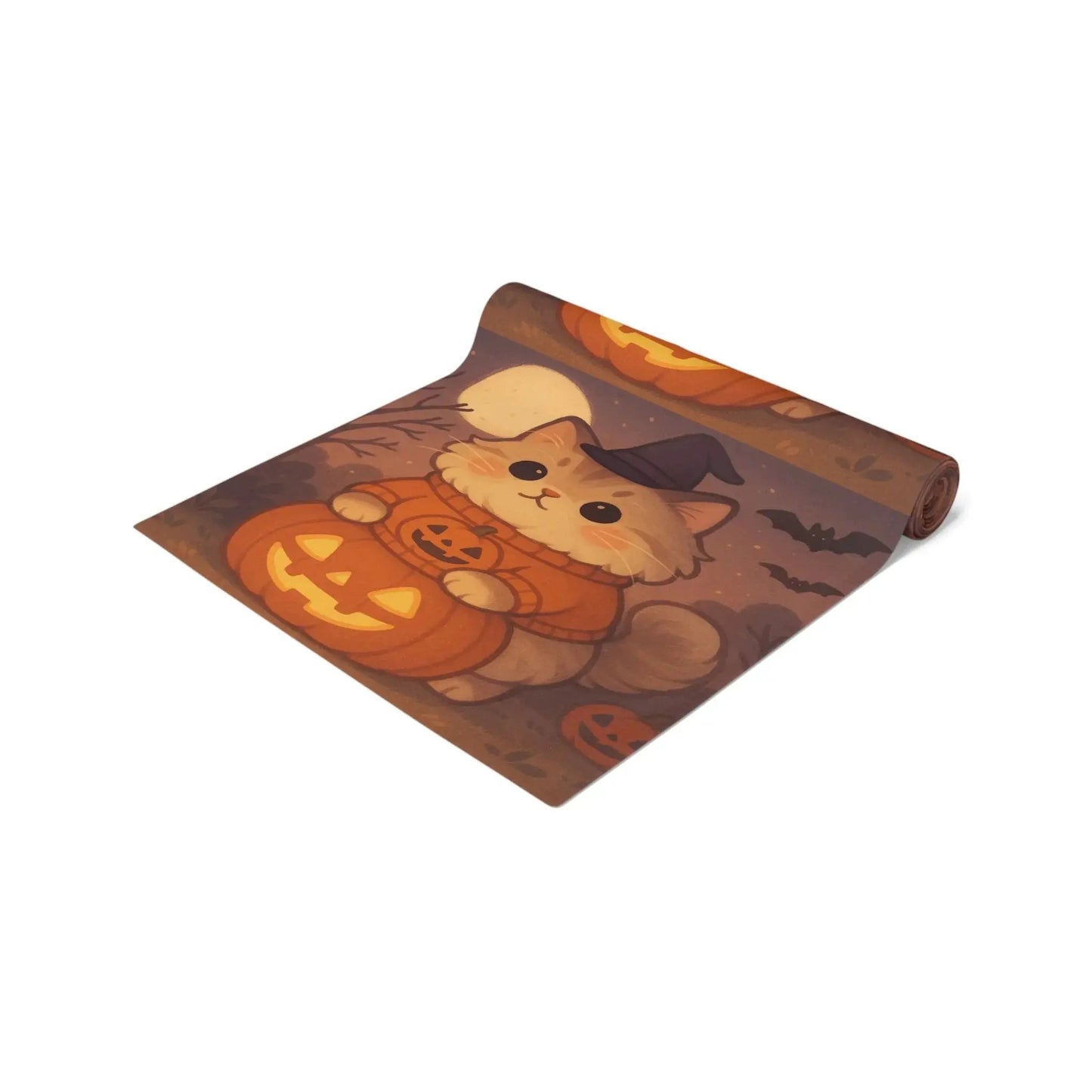 Cotton Halloween Cat Table Runner - FloofChonk