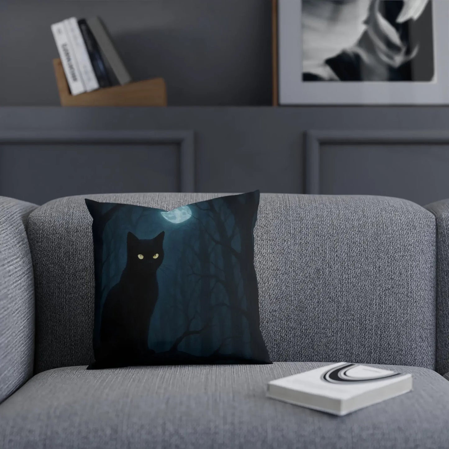 Mystical Cat Cushion - Halloween Decor, Cozy Home Accent, Gift for Cat Lovers, Witchy Vibes, Dark Aesthetic Pillow, Decorative Throw Pillow, - FloofChonk