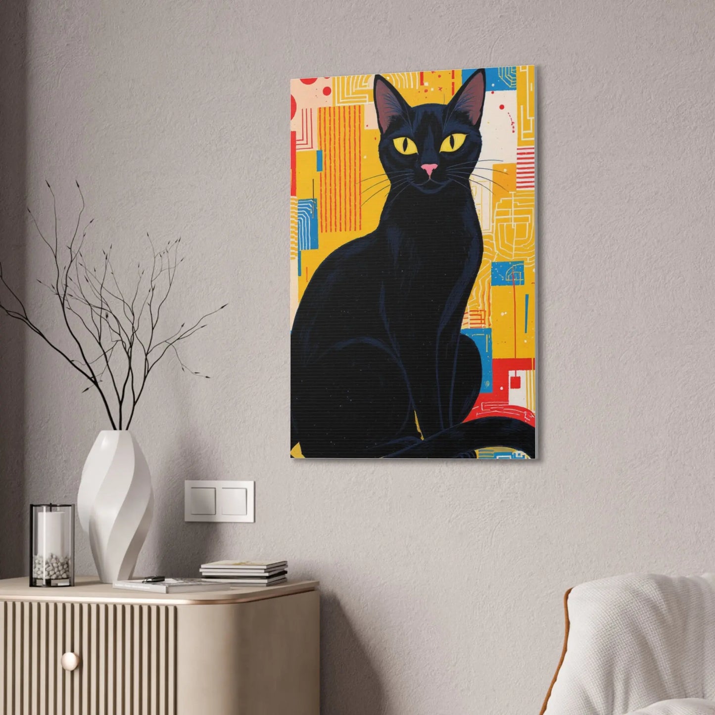 Black Cat Pop Art Canvas Print — Stretched Wall Art for Cat Lovers Printify