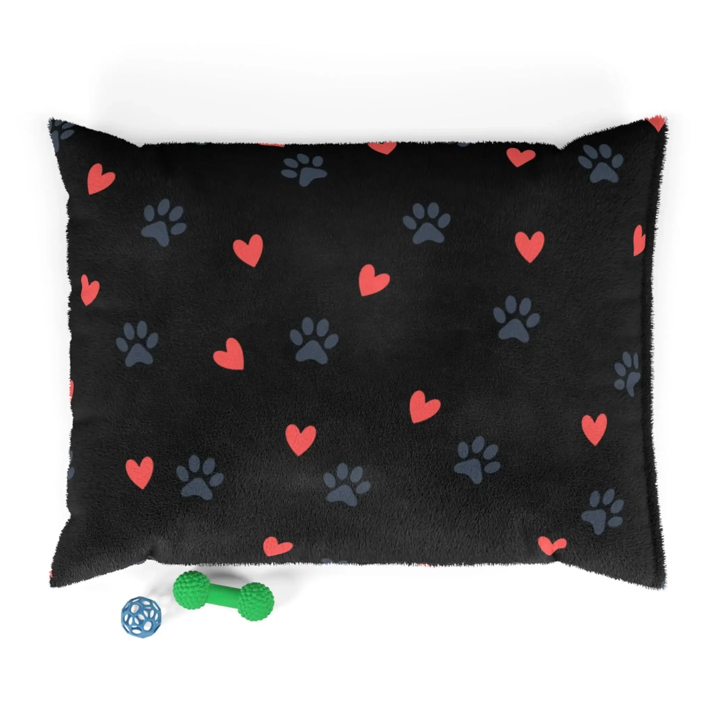 Cute Heart & Paw Print Pet Bed | Cozy Dog & Cat Bed, Pet Lover Gift, Animal Bedding, Soft Fleece Bed, Pet Accessories - FloofChonk