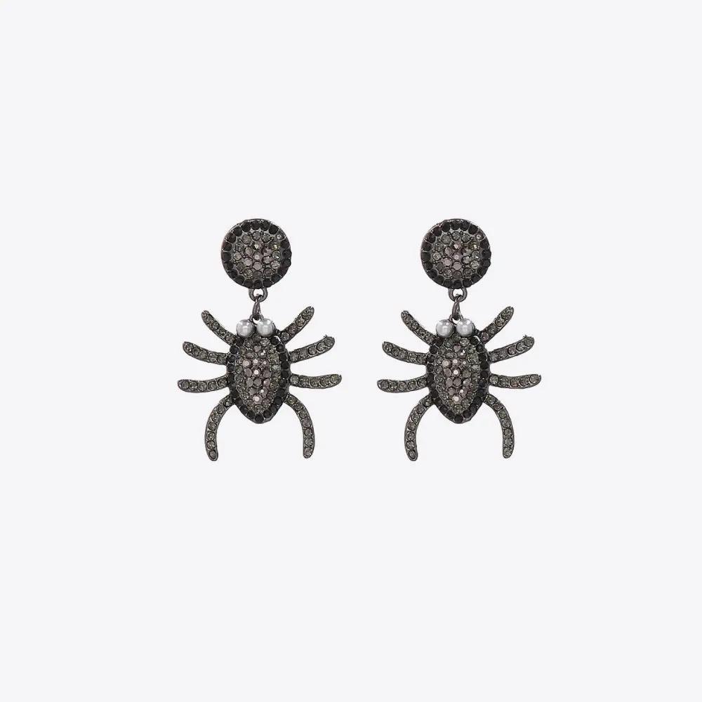 Spider Rhinestone Alloy Earrings - FloofChonk