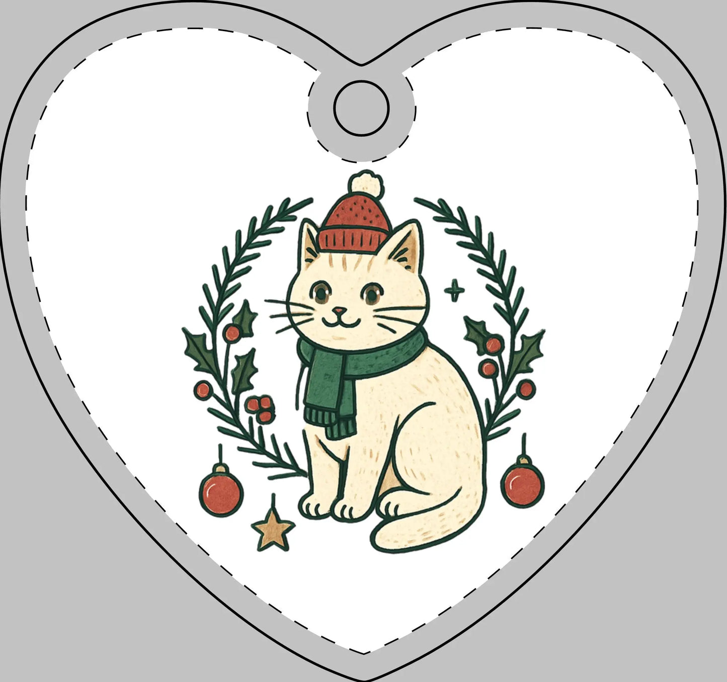 Cat Holiday Glass Ornament Printify