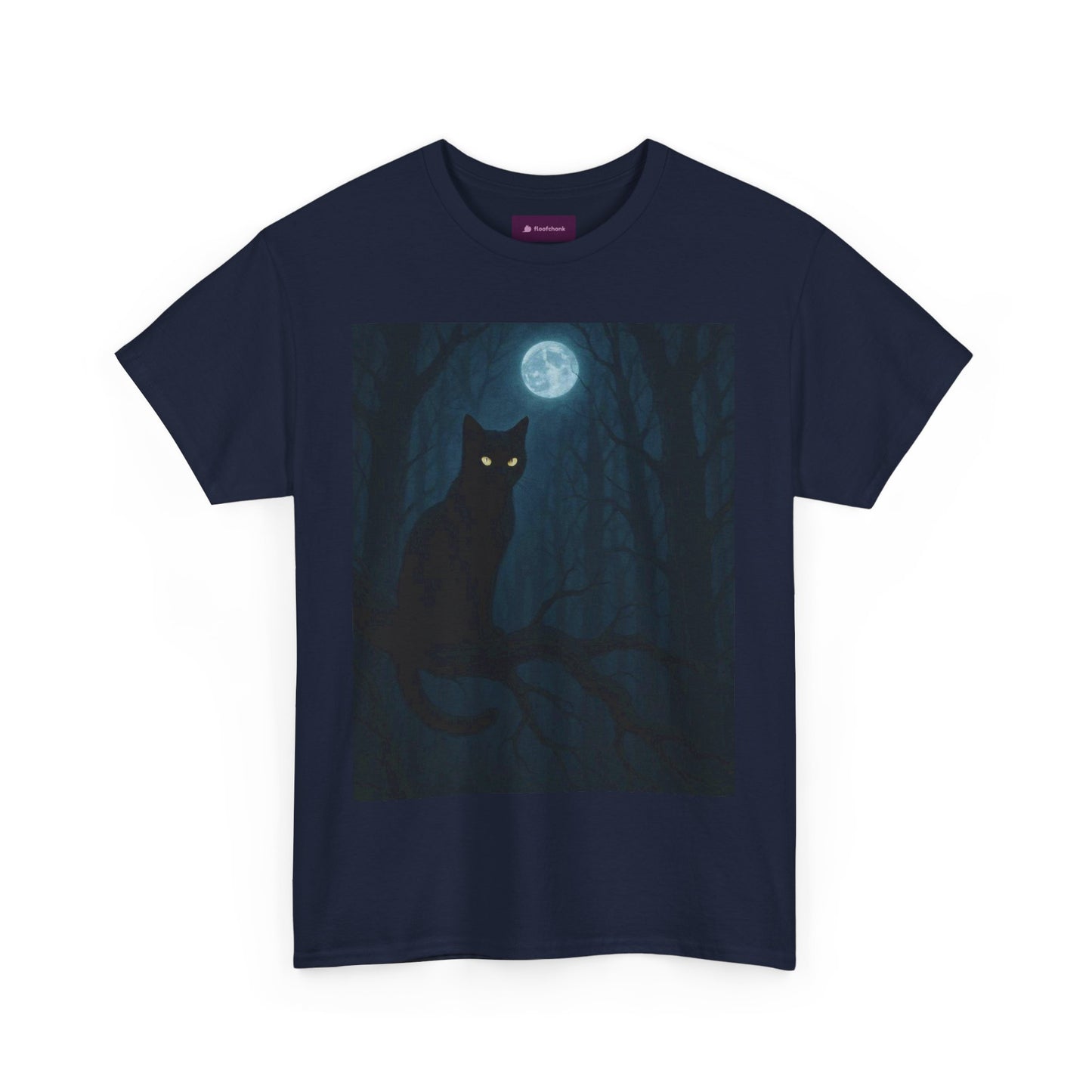 Mystical Cat Tee - Unique Gift for Halloween, Unisex Heavy Cotton Shirt, Cat Lovers, Spooky Style, Night Out, Halloween Shirt