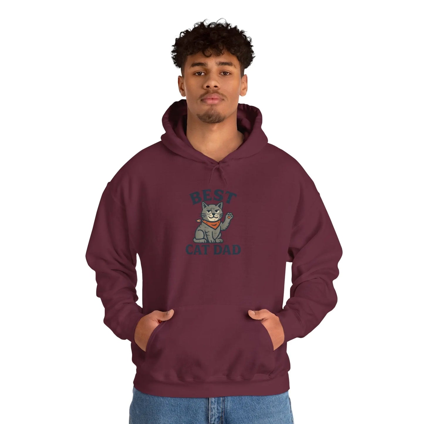 Best Cat Dad Hooded Sweatshirt, Cat Lover Gift, Funny Sweatshirt, Pet Dad Apparel, Cozy Cat Dad Hoodie Printify