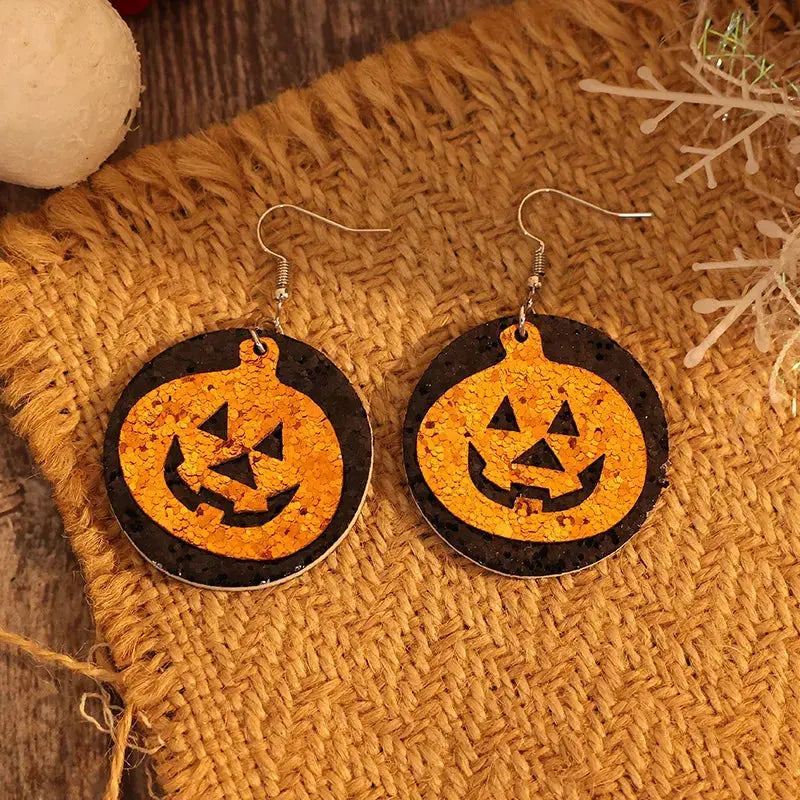 PU Leather Pumpkin Earrings - FloofChonk