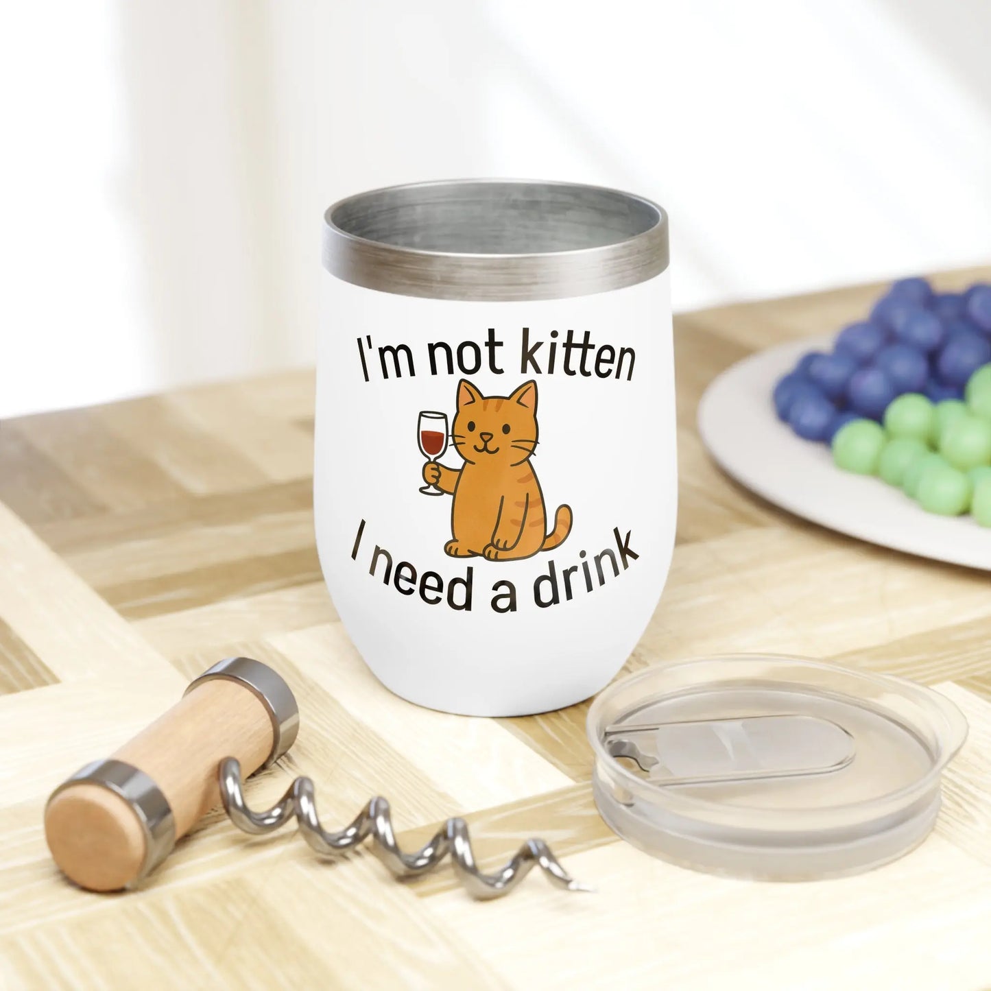 Wine Tumbler - Cat Lover's Quirky Gift for Pet Owners, Parties and Relaxing Evenings Printify