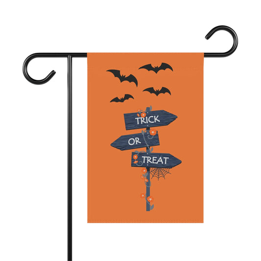 Halloween Garden Banner, Trick or Treat Flag, Seasonal Yard Decor, Fall Home Decoration, Spooky Outdoor Sign Printify