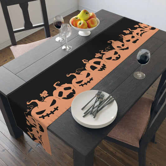 Halloween Table Runner with Pumpkins, Spooky Home Decor, Autumn Dining, Halloween Party, Halloween Table Decor, Seasonal Table Runner - FloofChonk