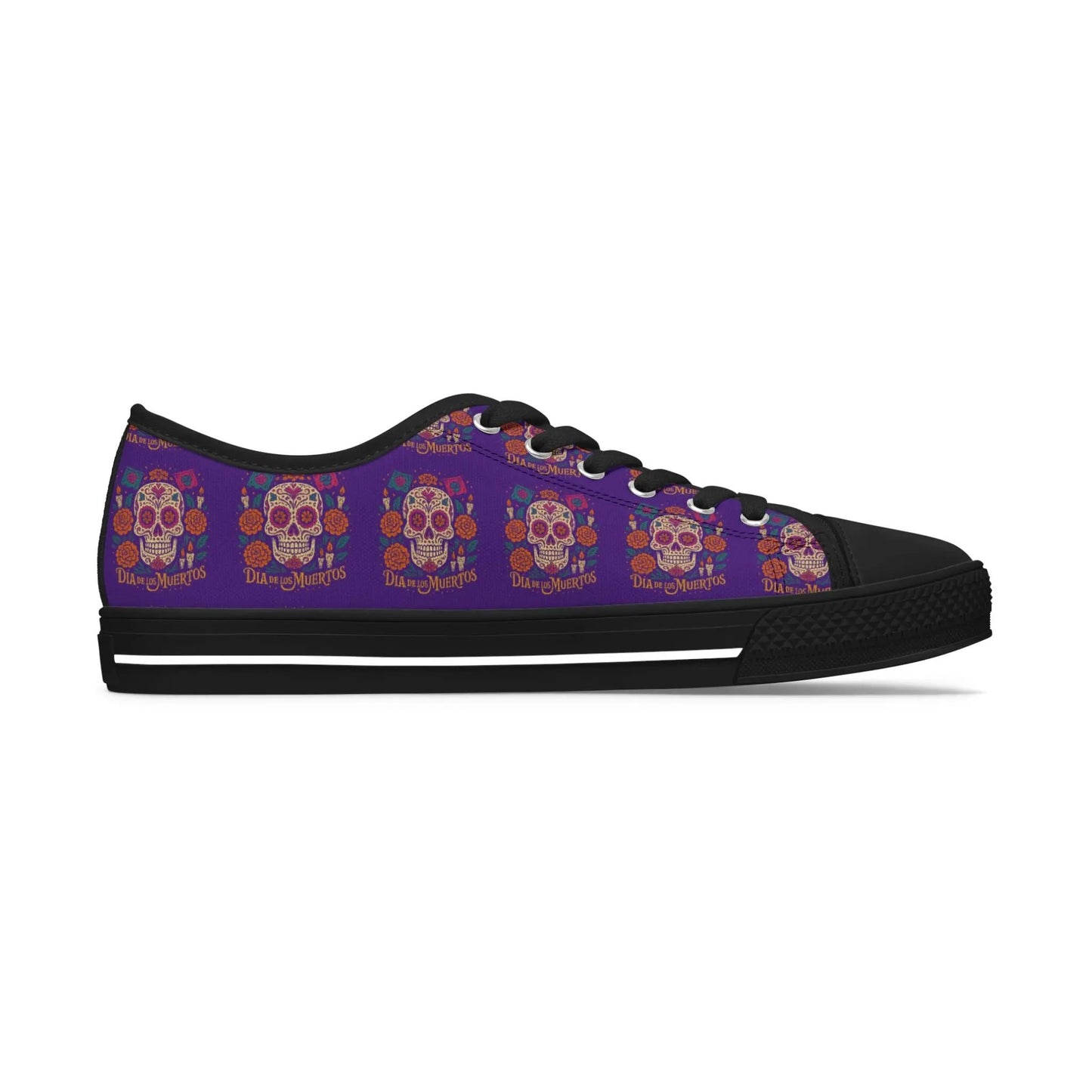 Colorful Skull Women's Low Top Sneakers | Boho Chic Style, Casual Footwear, Festival Fashion, Unique Gift Printify