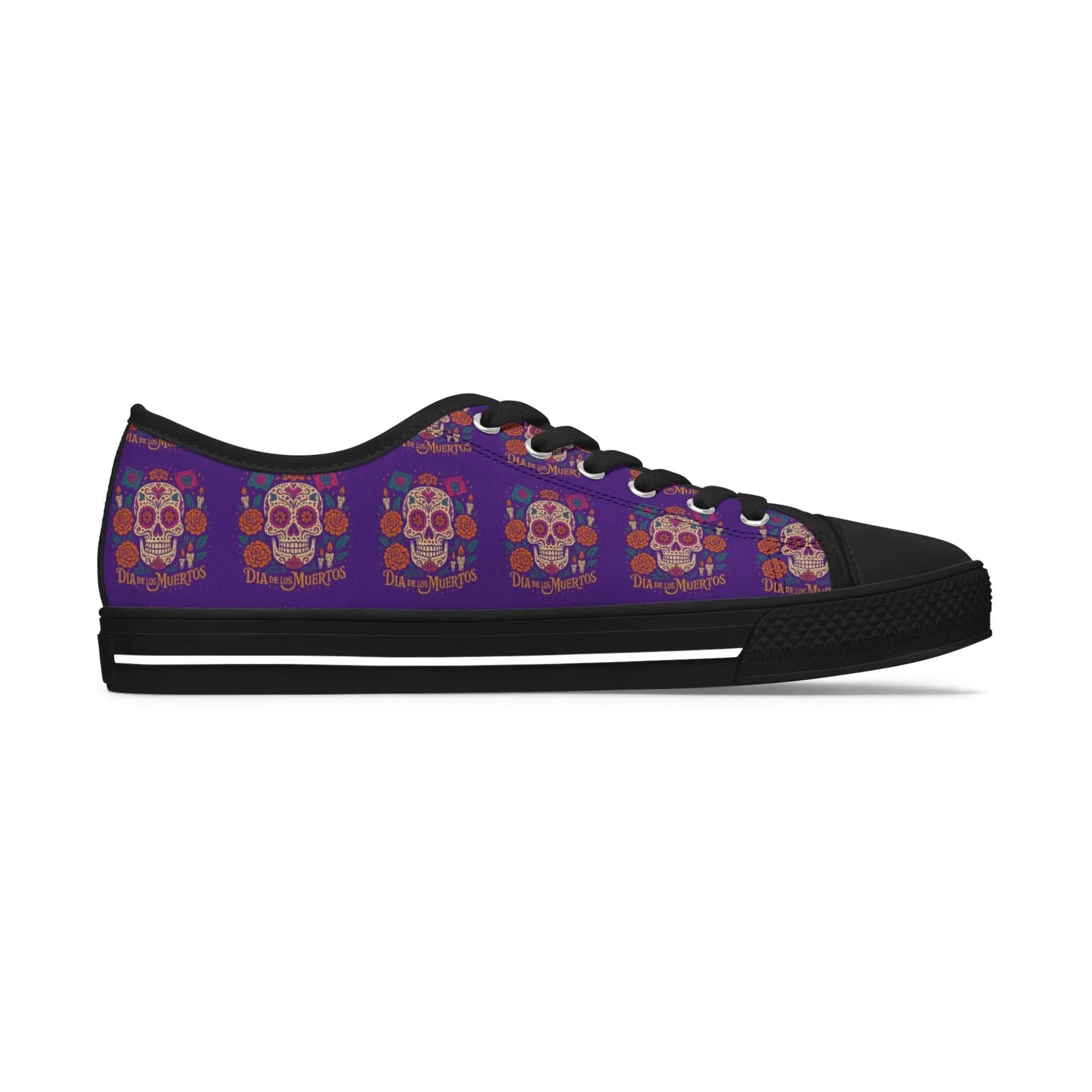 Colorful Skull Women's Low Top Sneakers | Boho Chic Style, Casual Footwear, Festival Fashion, Unique Gift Printify