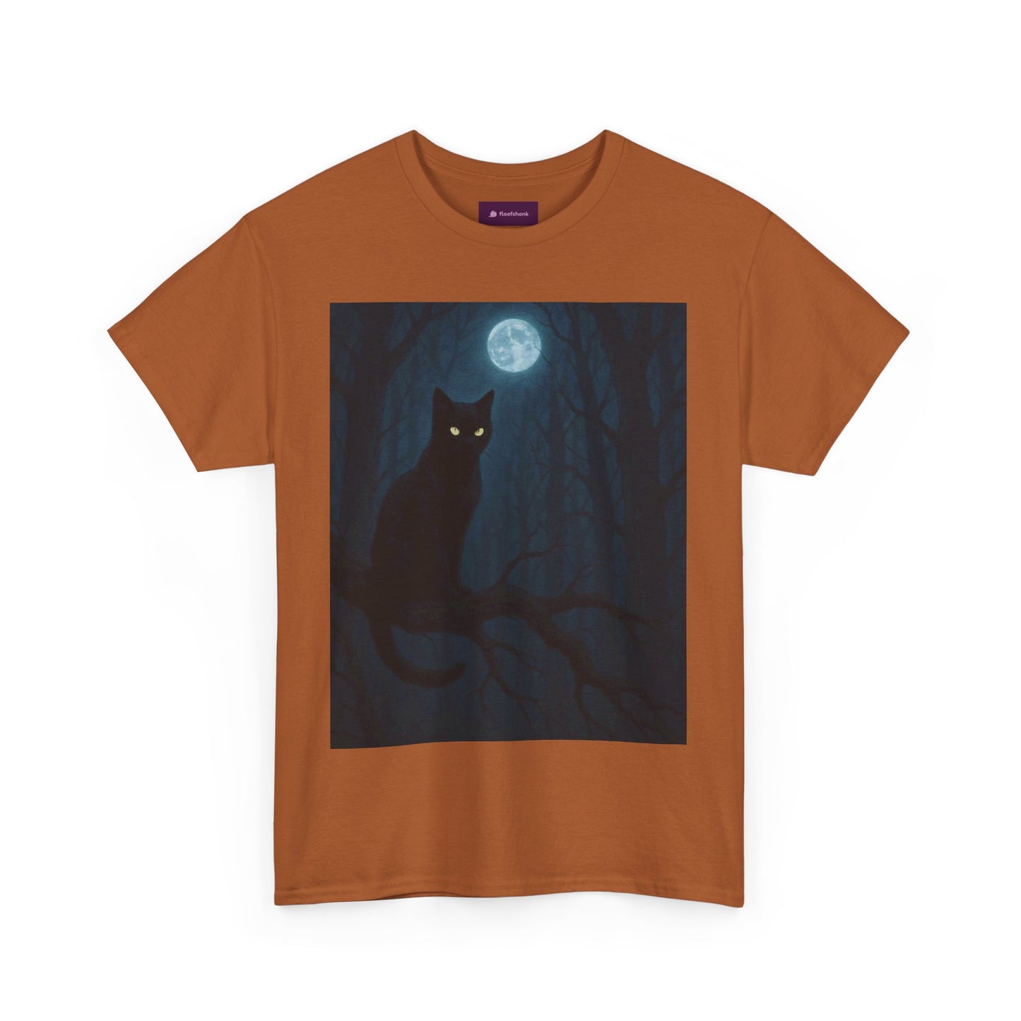 Mystical Cat Tee - Unique Gift for Halloween, Unisex Heavy Cotton Shirt, Cat Lovers, Spooky Style, Night Out, Halloween Shirt