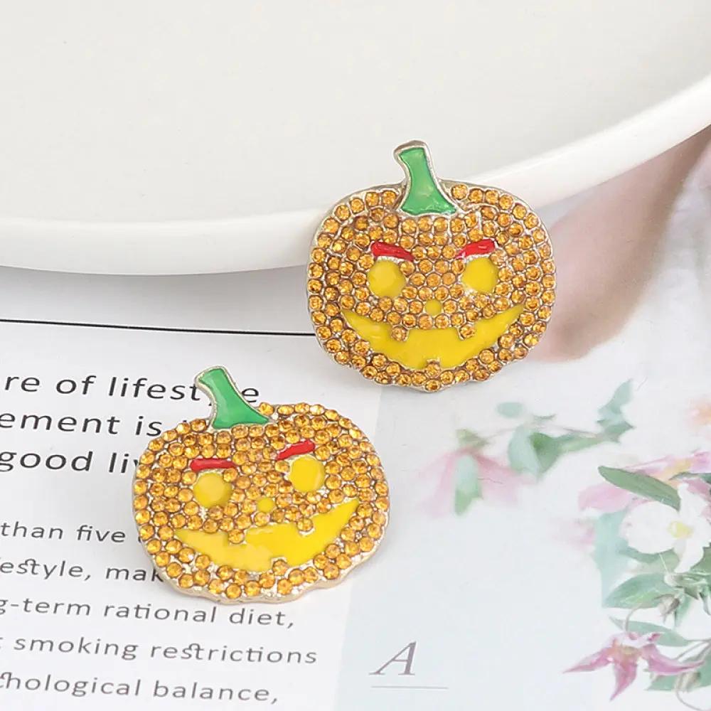 Demon Pumpkin Rhinestone Alloy Earrings - FloofChonk