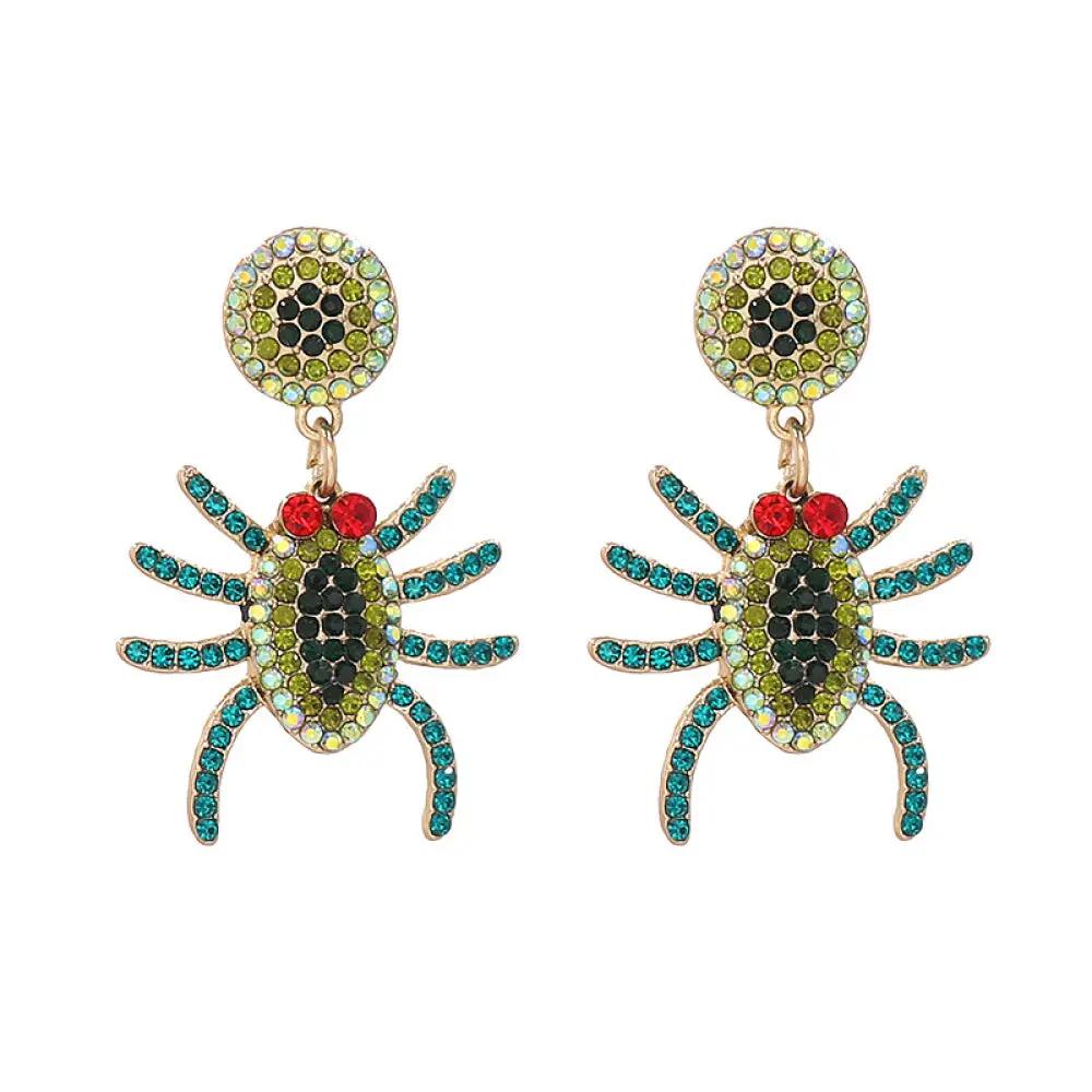 Spider Rhinestone Alloy Earrings - FloofChonk