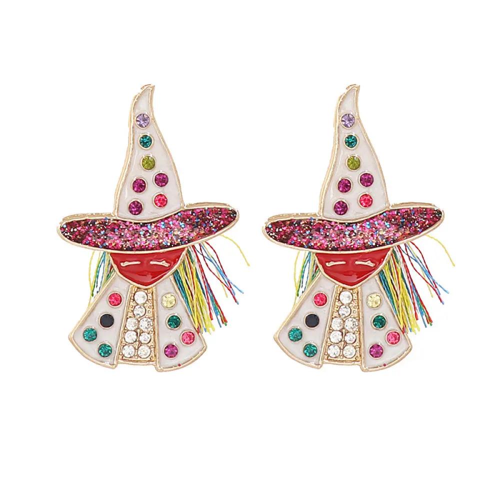 Witch Rhinestone Alloy Earrings - FloofChonk