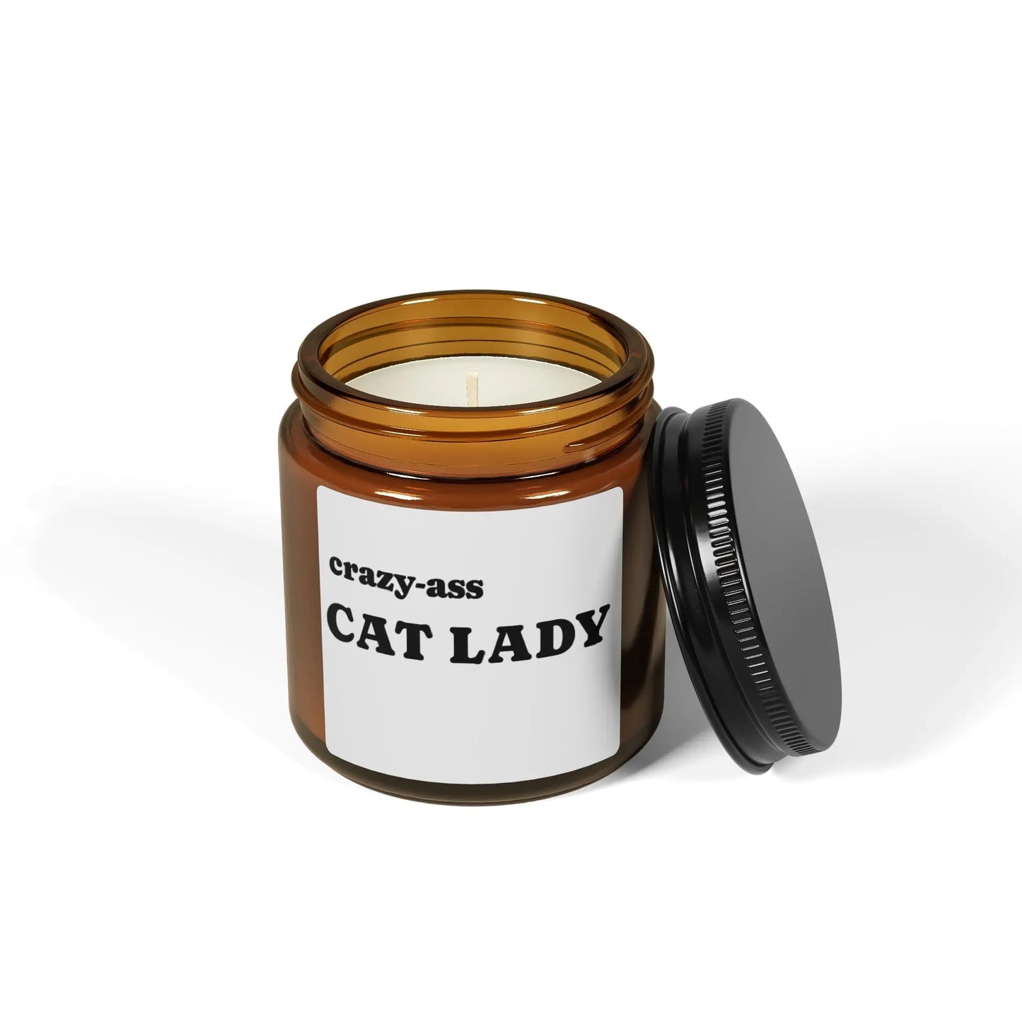 Candle: Crazy Ass Cat Lady Scented Soy Candle (Multi-Size, Amber Jar) Printify