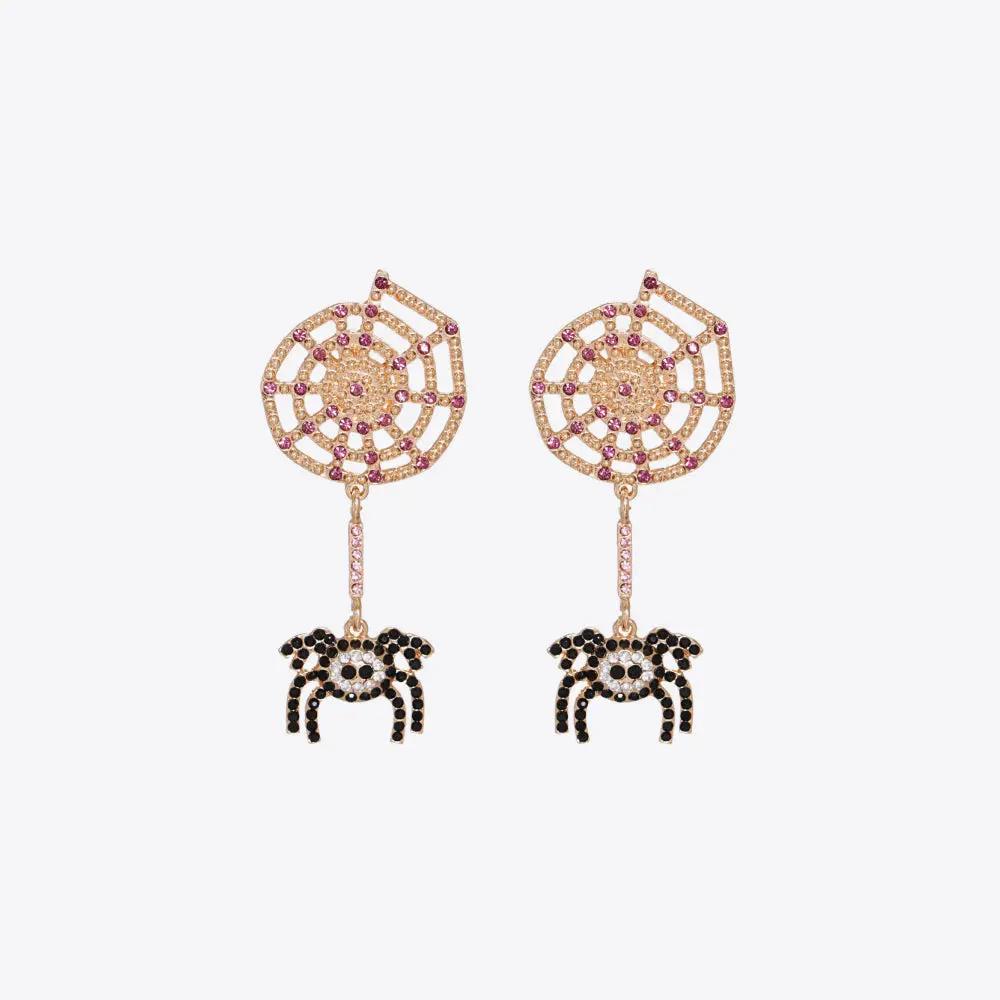 Spider Rhinestone Alloy Earrings - FloofChonk