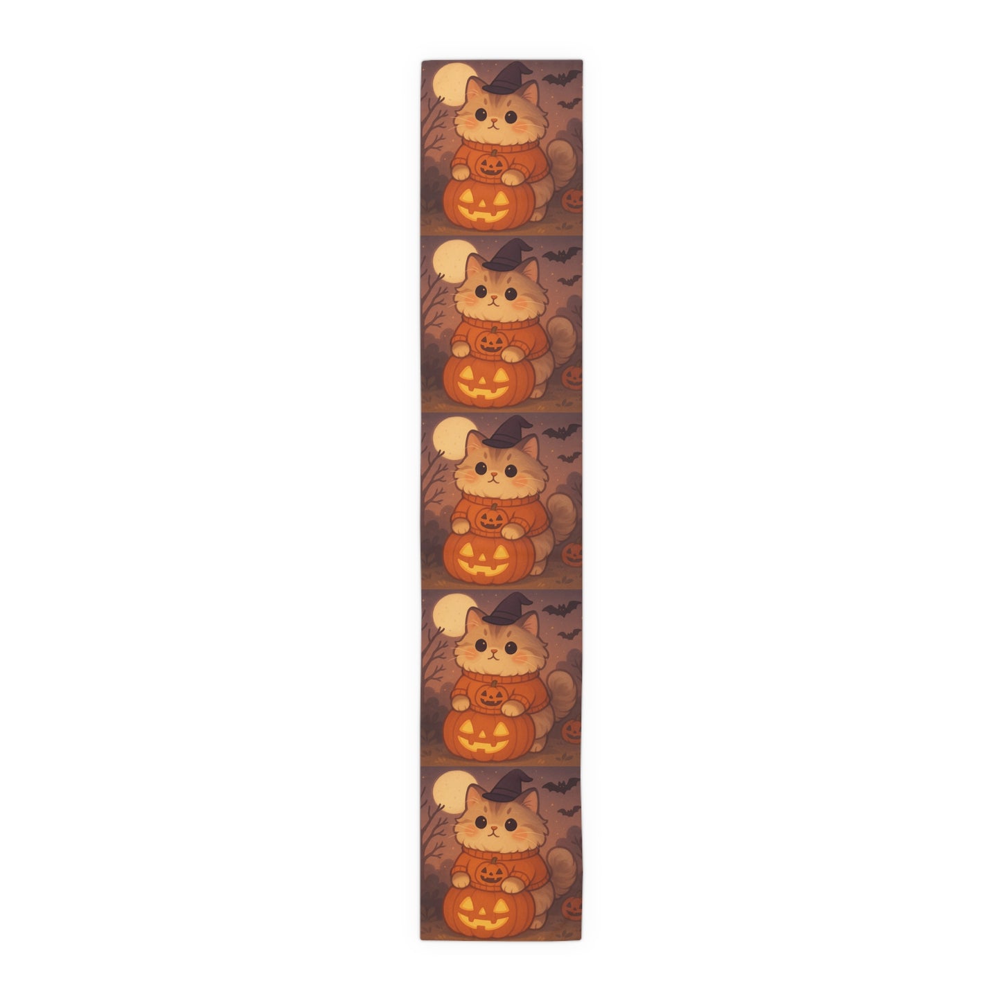 Cotton Halloween Cat Table Runner - FloofChonk