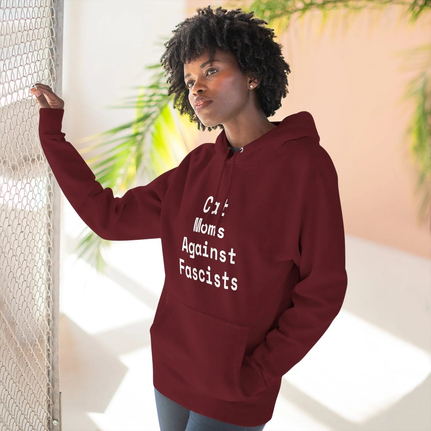 Cat Moms Against Fascists Hoodie Printify
