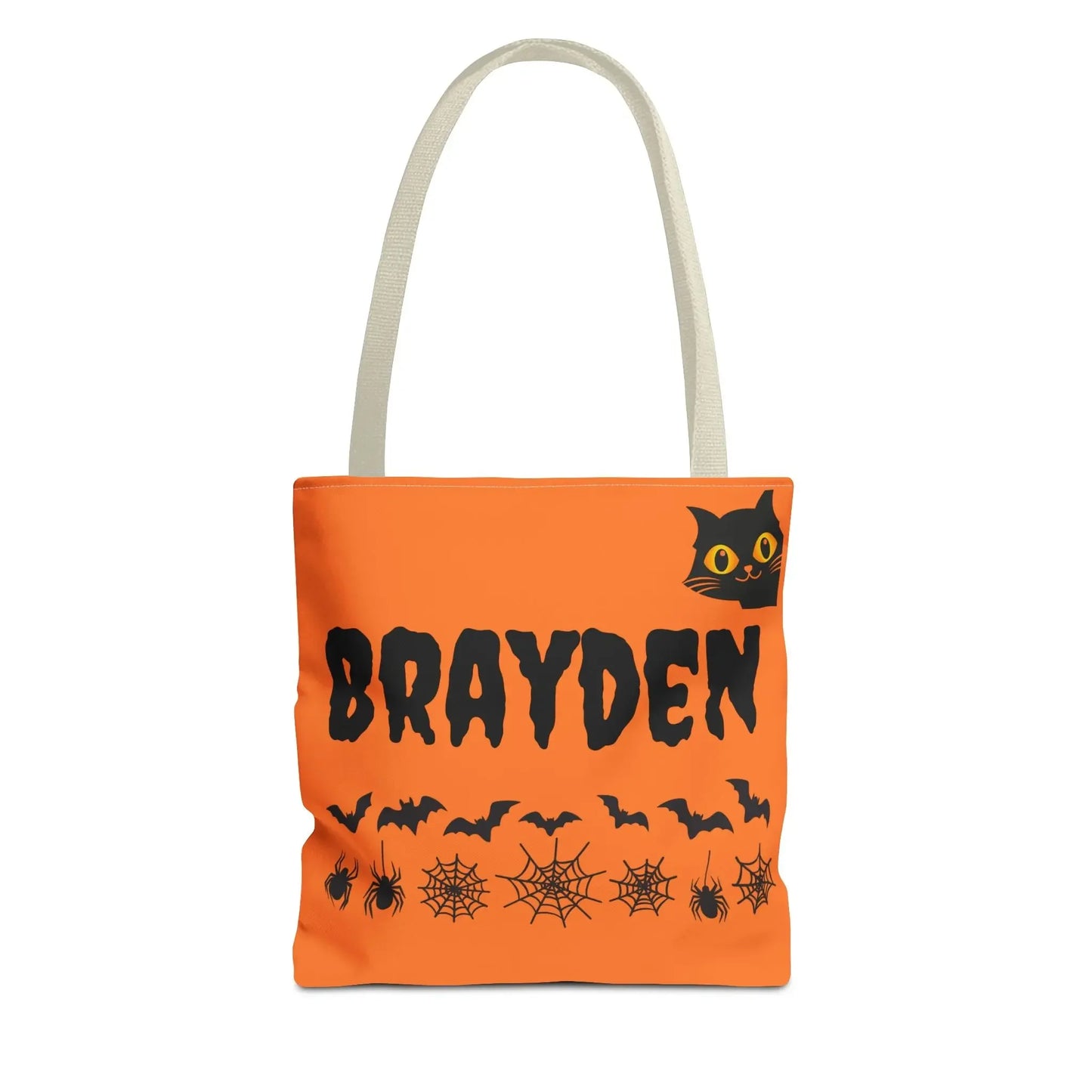 Halloween Personalized Tote Bag, Spooky Shopping Bag, Custom Trick or Treat Bag, Unique Fall Gift, Cat and Skull Design - FloofChonk