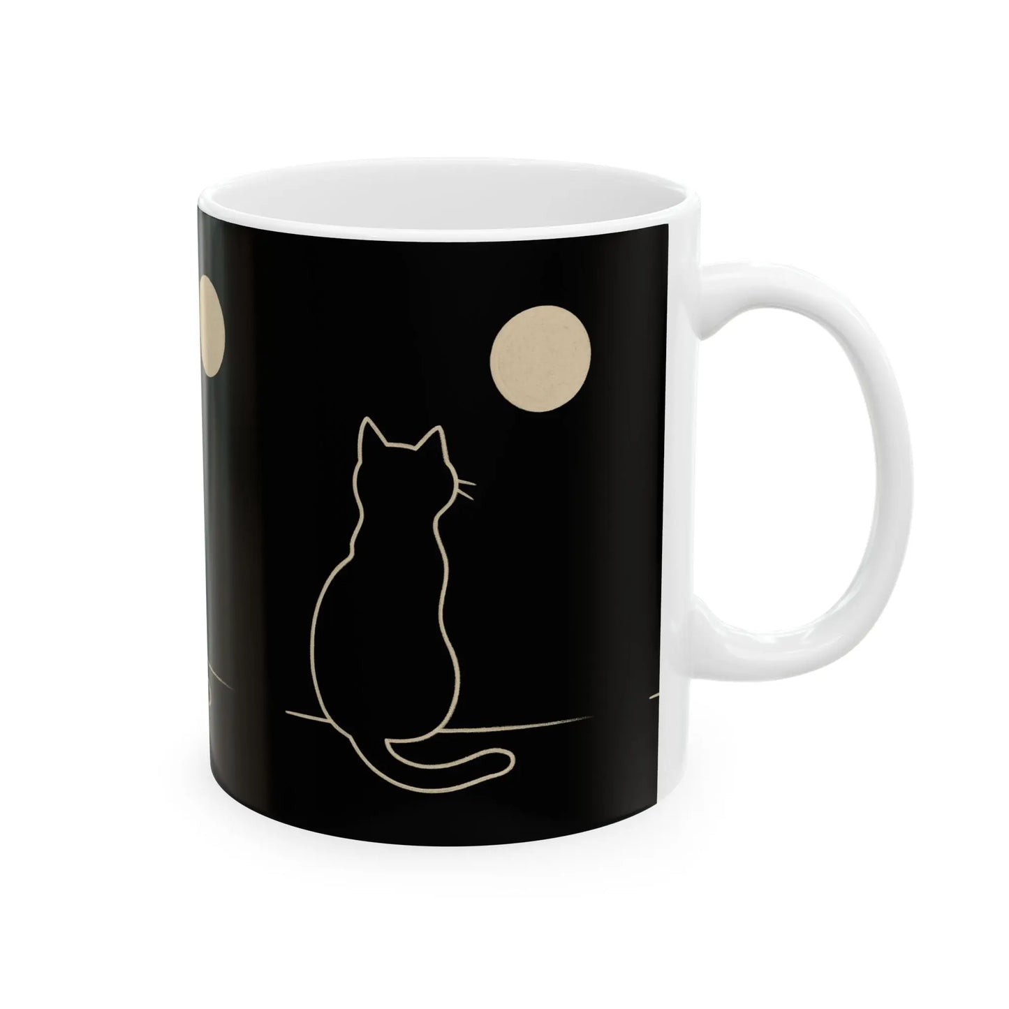Cat Silhouette Mug, Cozy Cat Lover Gift, Cute Gift for Pet Owners, Moonlit Night Mug, Perfect for Coffee or Tea Lovers, Ceramic Mug, Cat Printify