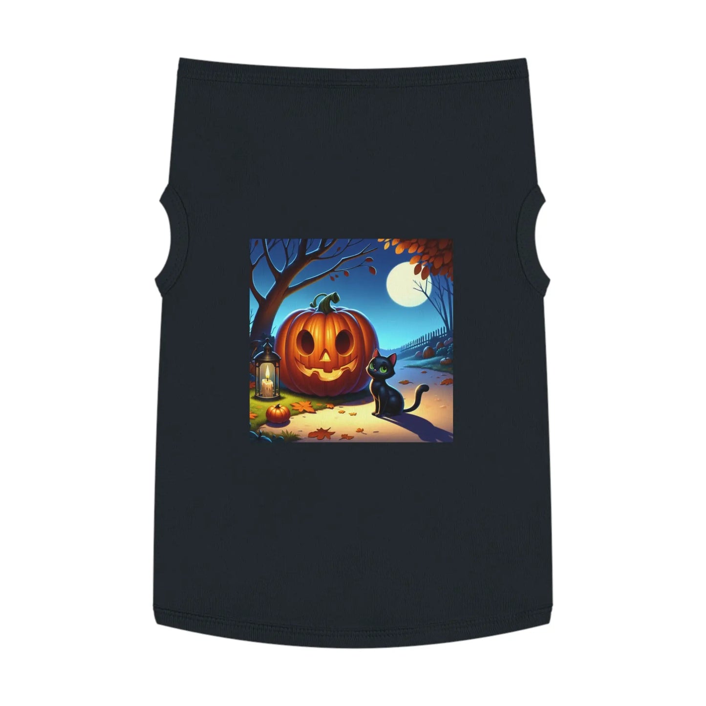 Halloween Cat & Pumpkin Pet Tank Top, Cute Pet Costume, Fall Pet Apparel, Dog Pumpkin Shirt, Cat Halloween Outfit Printify