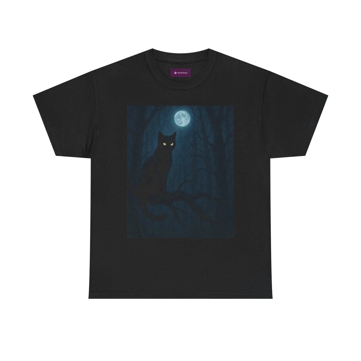 Mystical Cat Tee - Unique Gift for Halloween, Unisex Heavy Cotton Shirt, Cat Lovers, Spooky Style, Night Out, Halloween Shirt