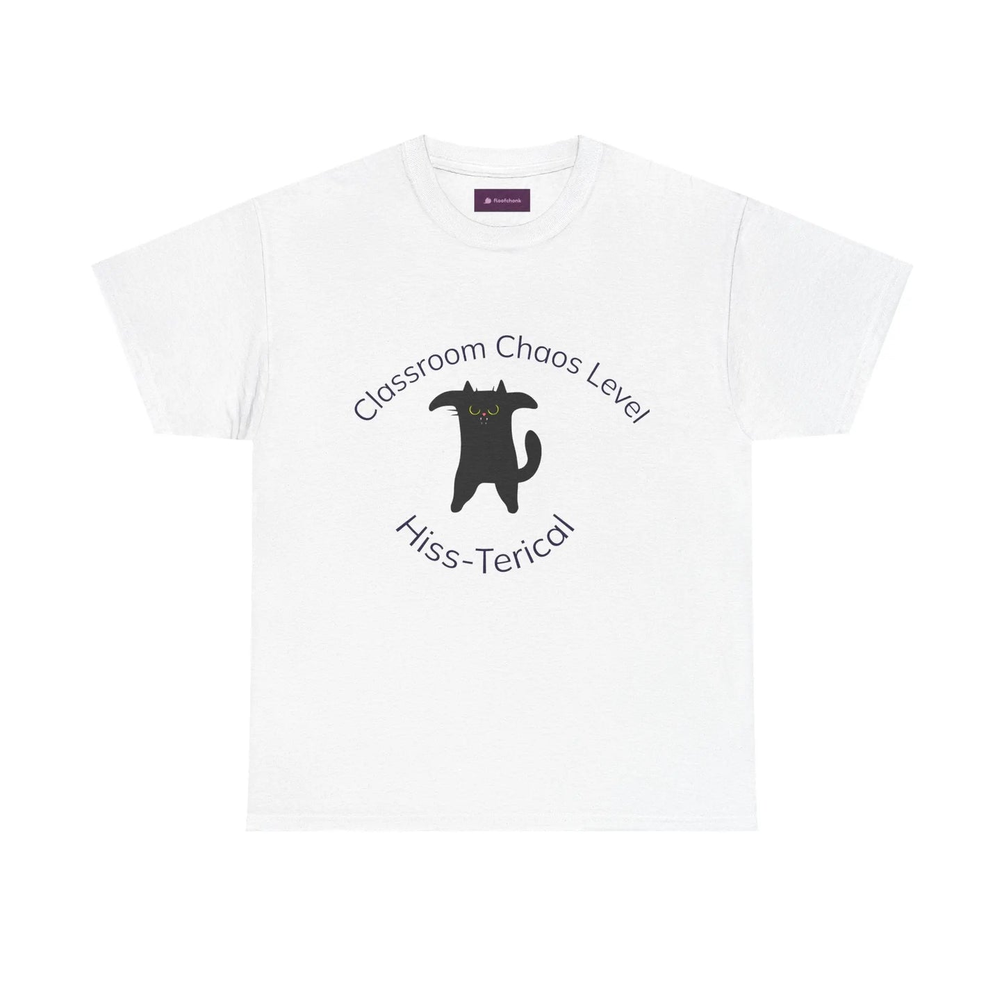 Classroom Chaos Cat Tee – Unisex Heavy Cotton Tee, Funny Cat Shirt, Gift for Cat Lovers, Teacher Humor Top, Hiss-Terical Cotton Tee Printify