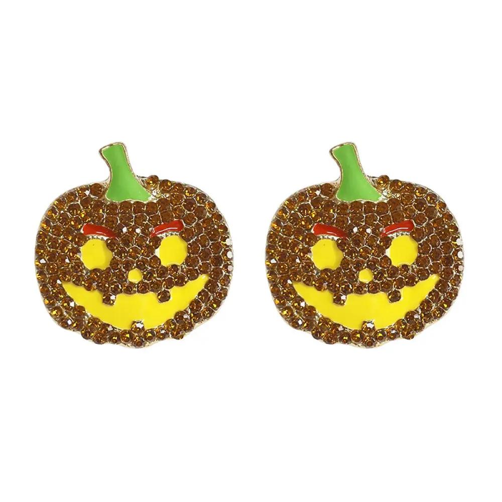 Demon Pumpkin Rhinestone Alloy Earrings - FloofChonk