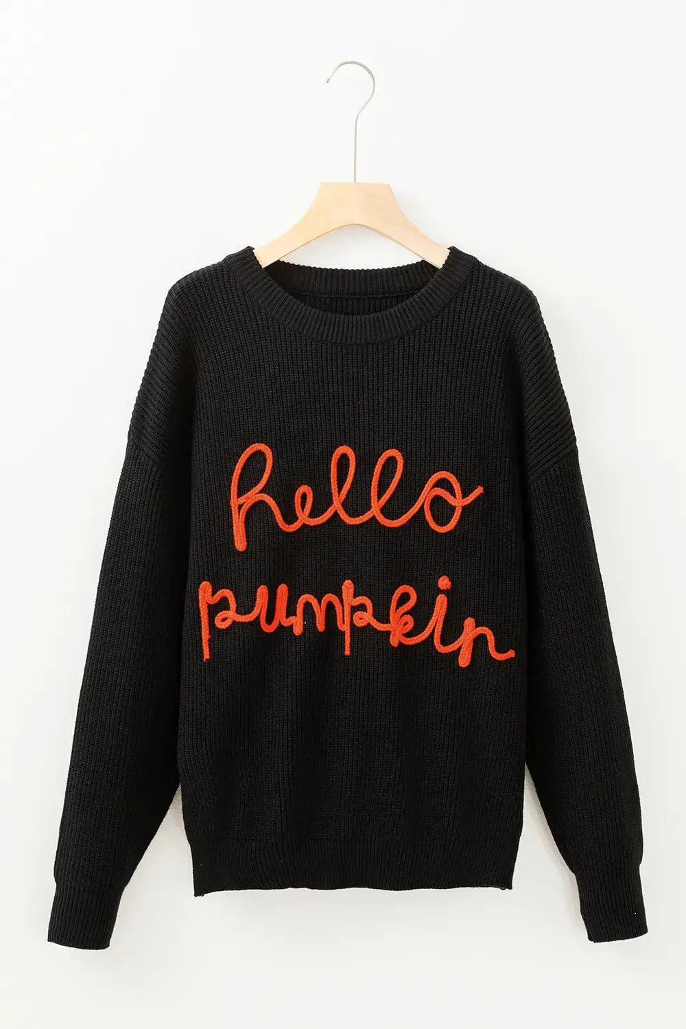HELLO PUMPKIN Round Neck Long Sleeve Sweater - FloofChonk