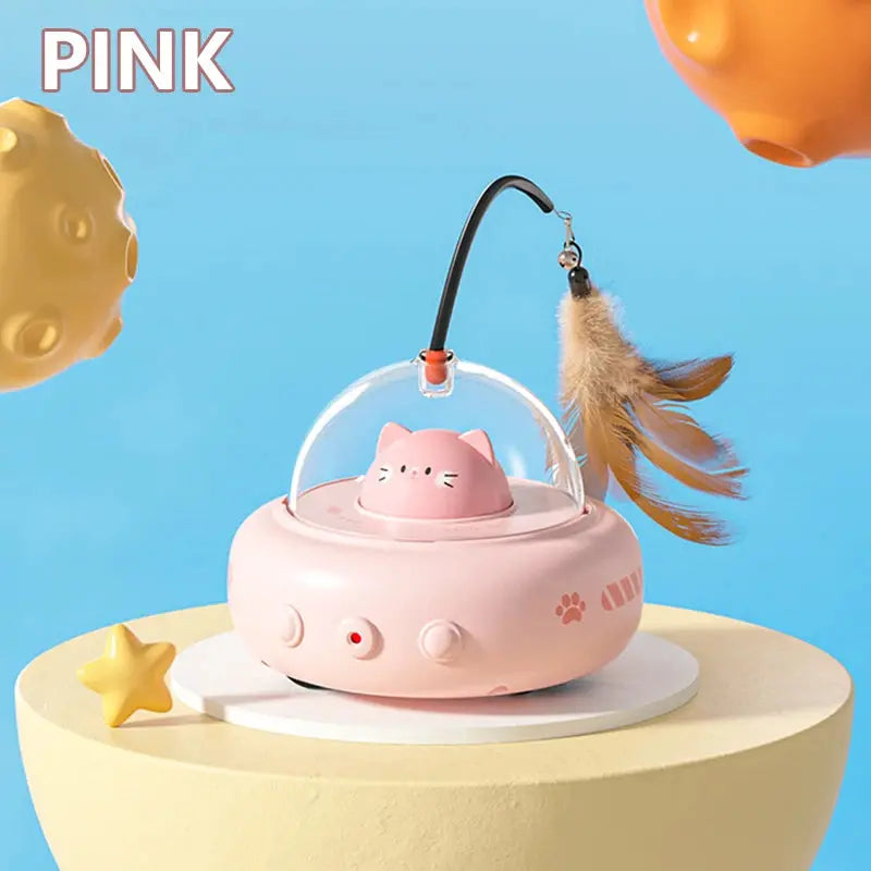 Smart UFO Cat Toy: Bell & Feather Fun - FloofChonk
