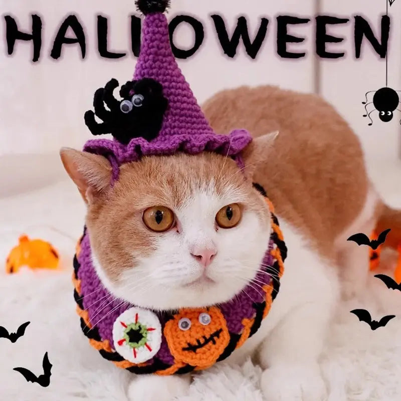 Halloween Cat Costume Collar Dog Clothing Pet Scarf Collar Cat Halloween Party Costume Cute Cat Scarf Halloween Decoration Dropshipman